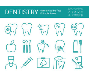 Set of line icons of dentistry. Medical icon. Editable vector stroke.