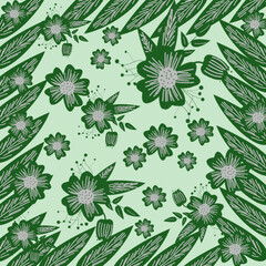 seamless floral pattern with green color elegant