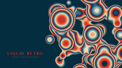 Liquid retro 3D metaball, with organic structure. Abstract vector colorful background. Fluid futurisctic shapes.
