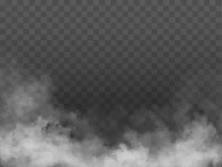 Zelfklevend Fotobehang Fog or smoke isolated transparent special effect. White vector cloudiness, mist or smog background. Vector illustration © ket4up