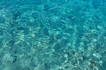 Fototapeta na wymiar Azure clear Mediterranean Sea. Abstract natural background