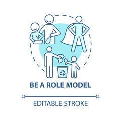 Role model blue concept icon. Parent is example for kid abstract idea thin line illustration. Parental influence. Baby mental health. Vector isolated outline color drawing. Editable stroke