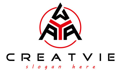 triangle badge with circle AWA letter  logo design vector, business logo, icon shape logo, stylish logo template - obrazy, fototapety, plakaty
