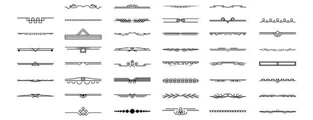Set Black Simple Line Collection Doodle Border Elements Vector Design Style Sketch Isolated Illustration For Banner