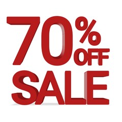 70 percentage discount off sale red 3d text over a white background