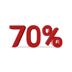 70 percentage discount red 3d text over a white background