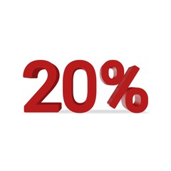 20 percentage discount red 3d text over a white background