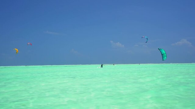 Kite boarding in Paje beach, Zanzibar