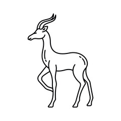 Antelope vector icon silhouette illustration.
African animal safari graphic pictogram symbol.