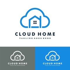 Cloud Home Cloud House Logo set vector icon illustration design
