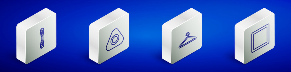 Set Isometric line Yarn, Sewing chalk, Hanger wardrobe and Pattern icon. Vector