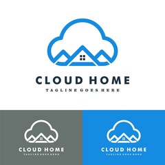 Cloud Home Cloud House Logo set vector icon illustration design