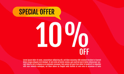 10 Percent Off, Discount Sign Banner or Poster. Special offer price signs