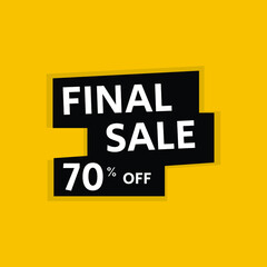 70 Percent Off, Discount Sign Banner or Poster. Special offer price signs