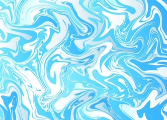 Blue white background fluid art. Liquid marble. Art, 3D, mixed oil paints. Ocean with waves