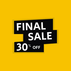 30 Percent Off, Discount Sign Banner or Poster. Special offer price signs