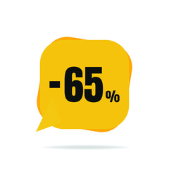 65 Percent Off, Discount Sign Banner or Poster. Special offer price signs