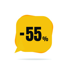55 Percent Off, Discount Sign Banner or Poster. Special offer price signs