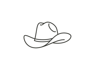Cowboy hat line icon isolated on white. Hat icon vector illustration - obrazy, fototapety, plakaty