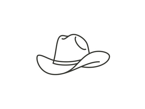 Cowboy hat line icon isolated on white. Hat icon vector illustration