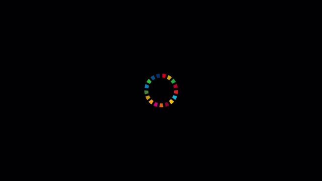 Colorful motion circles inspired by Sustainable Development Goals. 4K motion footage with alpha channel.