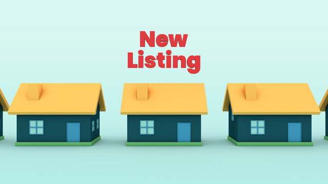 New listing house for sale - home real estate advertisement concept. High resolution 3D illustration. - Powered by Adobe