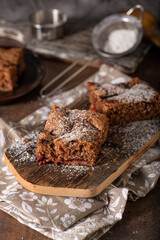 Homemade dessert with plum jam