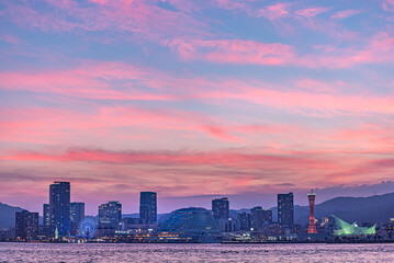 Naklejka premium 神戸ハーバーランドの綺麗な夕景