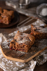 Homemade dessert with plum jam