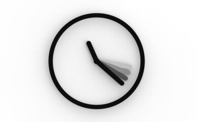 a black watch with a running minute hand on a white background. A symbol of time. 3d image. 3d rendering.