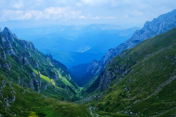 Gorgeous landscape on the way to Omu Peak , Babele  - Omu Chalet Route, Bucegi Plateau , Carpathians Mountains, Prahova , Romania