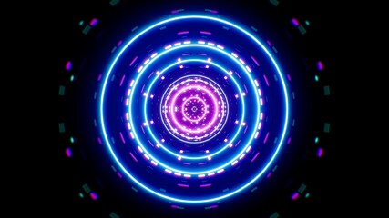 Blue and Purple Colored Circular Shape Neon Disco Light