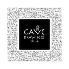 Rock paintings background with place for your text, sketch for your design