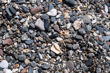 Beautiful stones on the beach in the Malaga, Spain