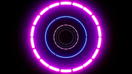 Glowing Multiple Neon Circle Light Overlay Background