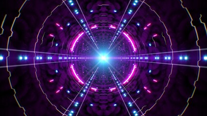 Glowing Neon Pink Light Tunnel