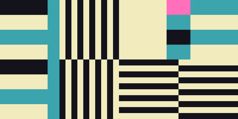 Modern vector abstract  geometric background with stripes, rectangles and squares  in retro scandinavian style. Pastel colored simple shapes graphic pattern. Abstract mosaic artwork.