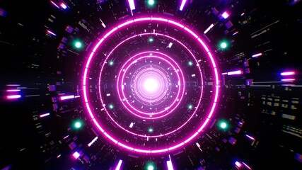 Neon Pink Light Science Fiction Disco Tunnel