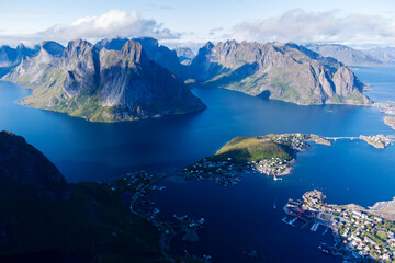 Naklejka premium Amazing beautiful landscape nature in Norway, taken with drone