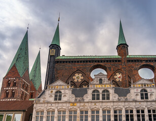 City hall of the Hanseatic City of Lübeck (Hansestadt Lübeck), Northern Germany. Cradle and de facto capital of the Hanseatic League. 