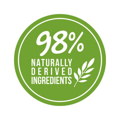 98% natural ingredients vector label