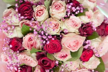 Beautiful bouquet of roses. Background from pink roses.