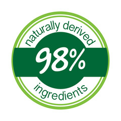 98% natural ingredients vector label