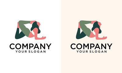 Yoga logo design stock. human meditation in lotus flower vector illustration.Yoga logo design template. Cosmetics icon and Spa logo. Yoga Pose Vector