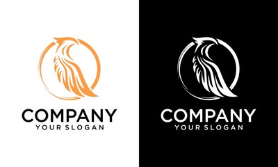 eagle with circle logo, icon and vector