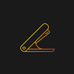 Obraz premium Stapler gradient vector icon for dark theme. Mechanical tool for joining document pages together. School accessory. Thin line color symbol. Modern style pictogram. Vector isolated outline drawing