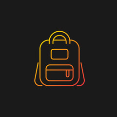 Obraz premium Schoolbag gradient vector icon for dark theme. Bag for carrying books and stationery items. Backpack for school. Thin line color symbol. Modern style pictogram. Vector isolated outline drawing