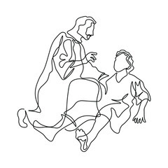 continuous line drawing of Nativity of Jesus