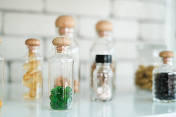 close up many bottle of medicine