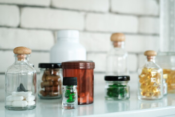 close up many bottle of medicine